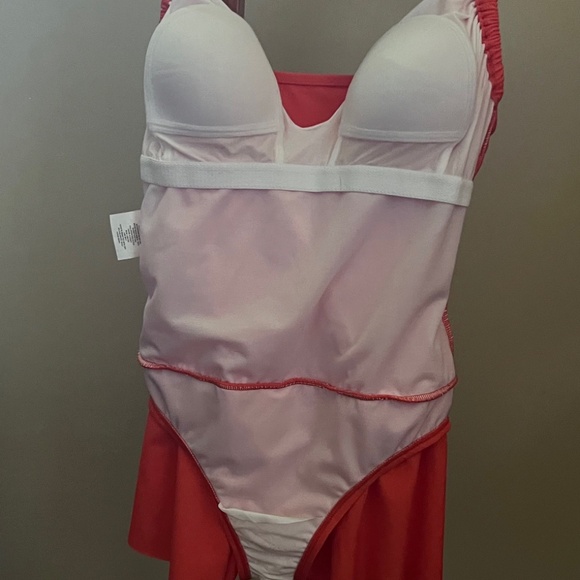 Aqua Green One-Piece Lined Swim Skirt NWOT W/ Attached Flirty Ruffle Skirt-SZ 8 - Picture 10 of 13